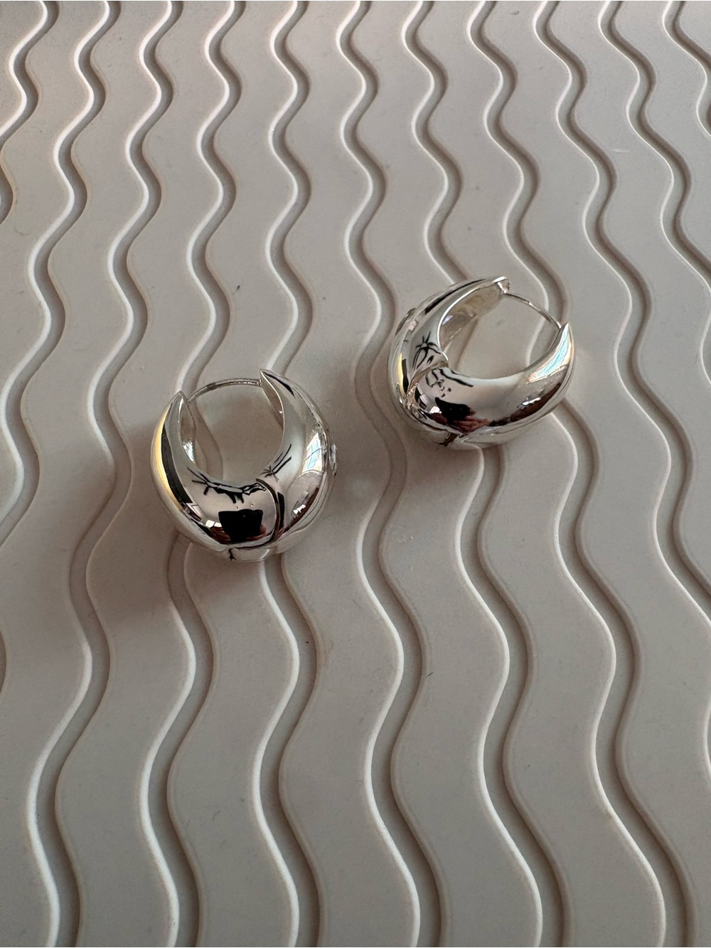 Silver Chunky Hoop Earrings - Women Jewelry